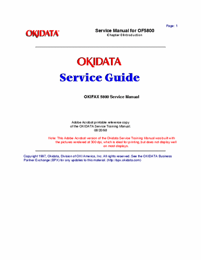 Oki 5800 OKIFAX 5800 Service Manual
